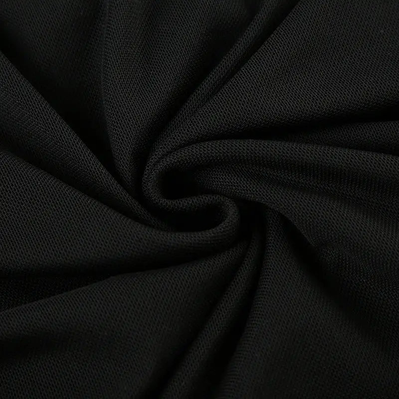 Deep V Design Small Pleated Pure Color Mesh Stitching Short Sleeve