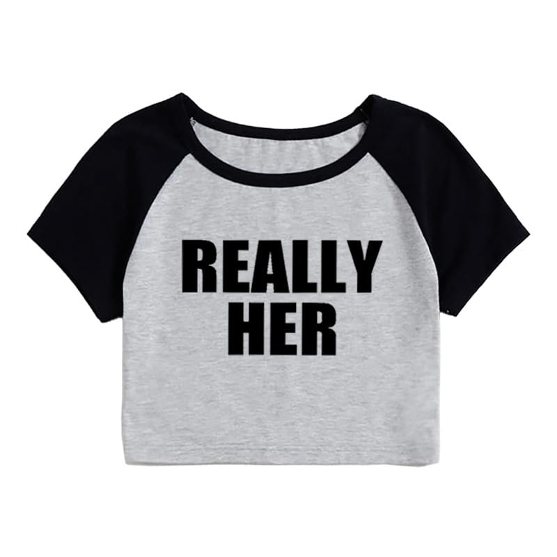 Fashion Letter Pattern Printed Short Top Navel T-shirt