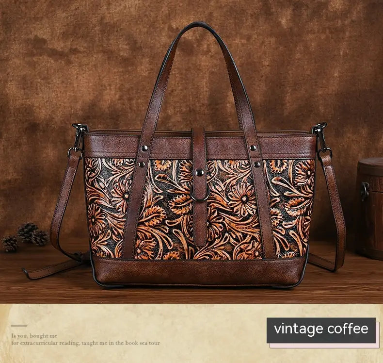 Retro Luxe First Layer Cowhide Bag High-End Fashion Online