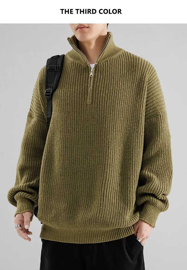 Men’s Turtleneck Half Zipper Thickening Thermal Sweater
