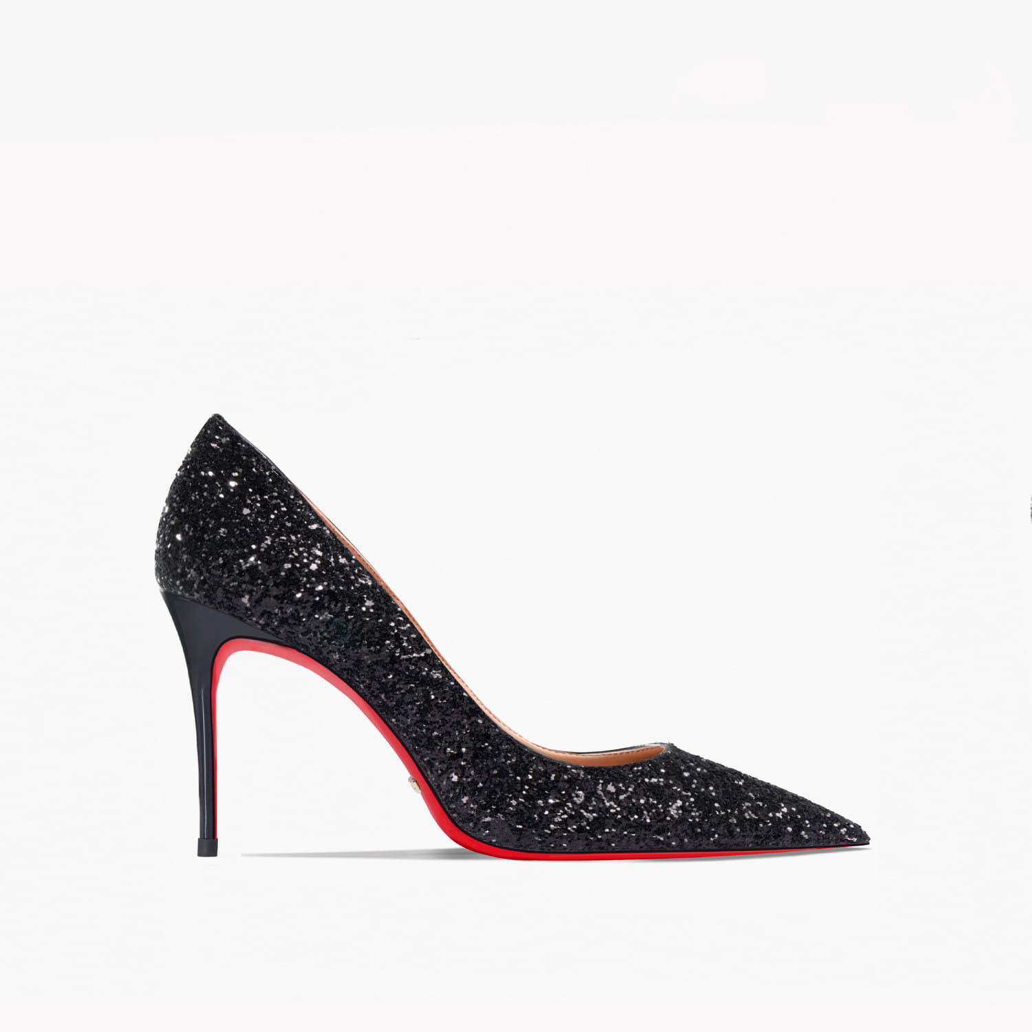 New 12cm Super Pointed High Heels Women’s Black Silver Sequins