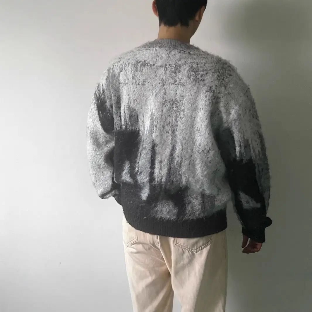 Mohair Soft Glutinous Color-block Crew Neck Knitted Sweater