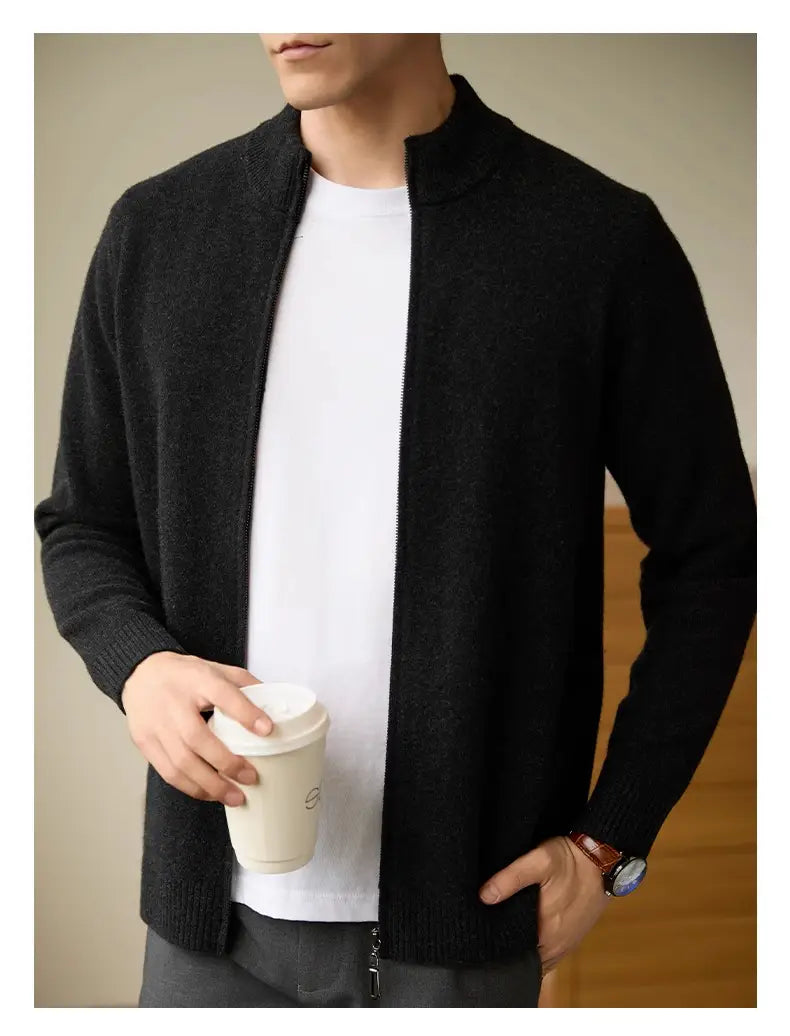 Men’s Zipper Stand-up Collar Cardigan Coat