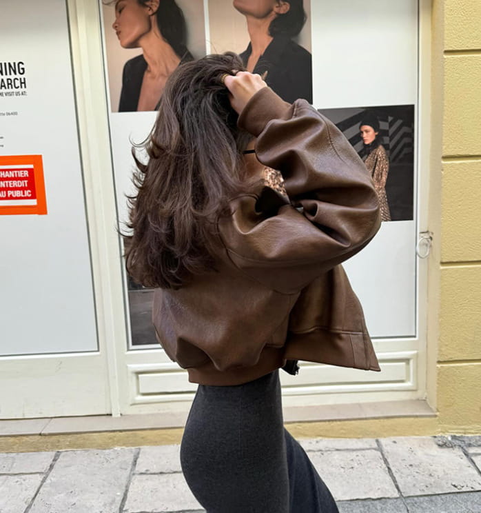 Short Jacket Fried Street Leather Clothing With Stand Collar Coat