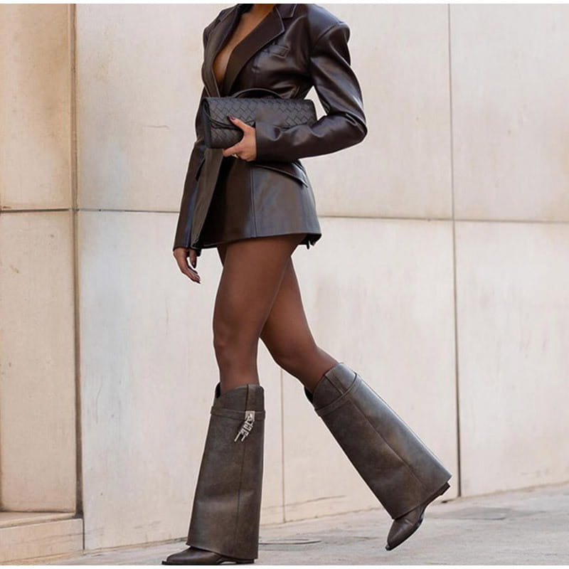 Women’s Waist Tight Leather Jacket