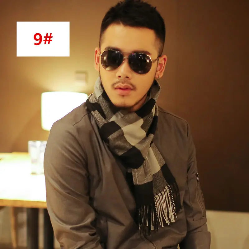 Men’s Fashion Casual Warm Plaid Scarf