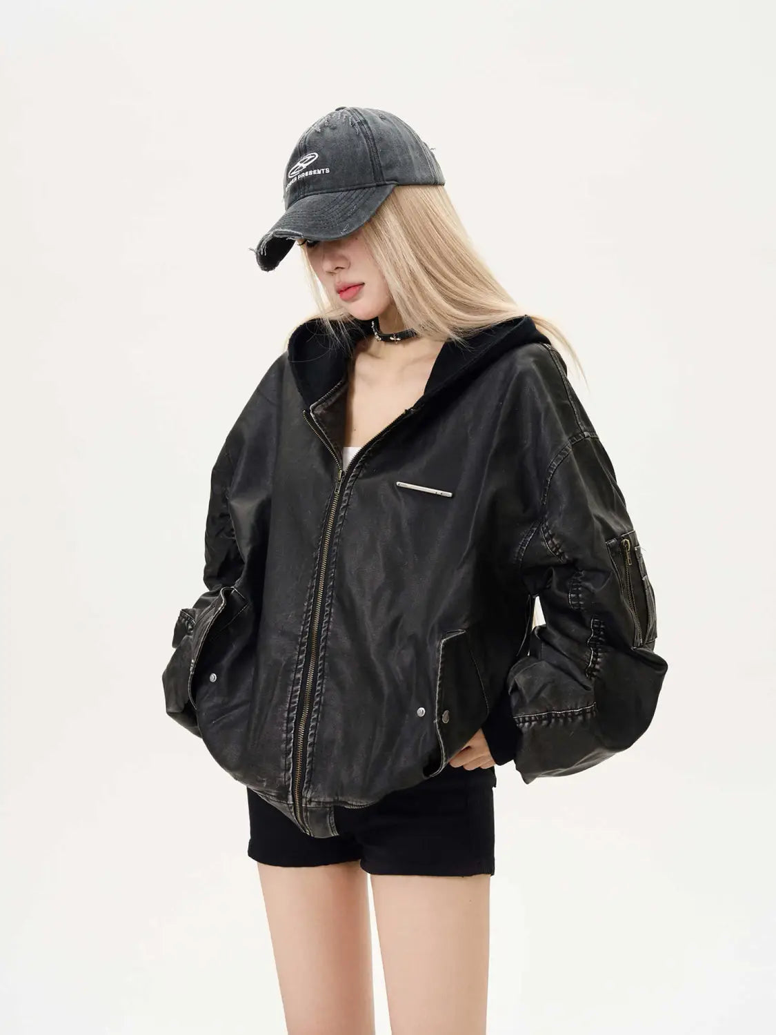 Distressed Hooded Flight Jacket Men’s And Women’s Heavy Coat