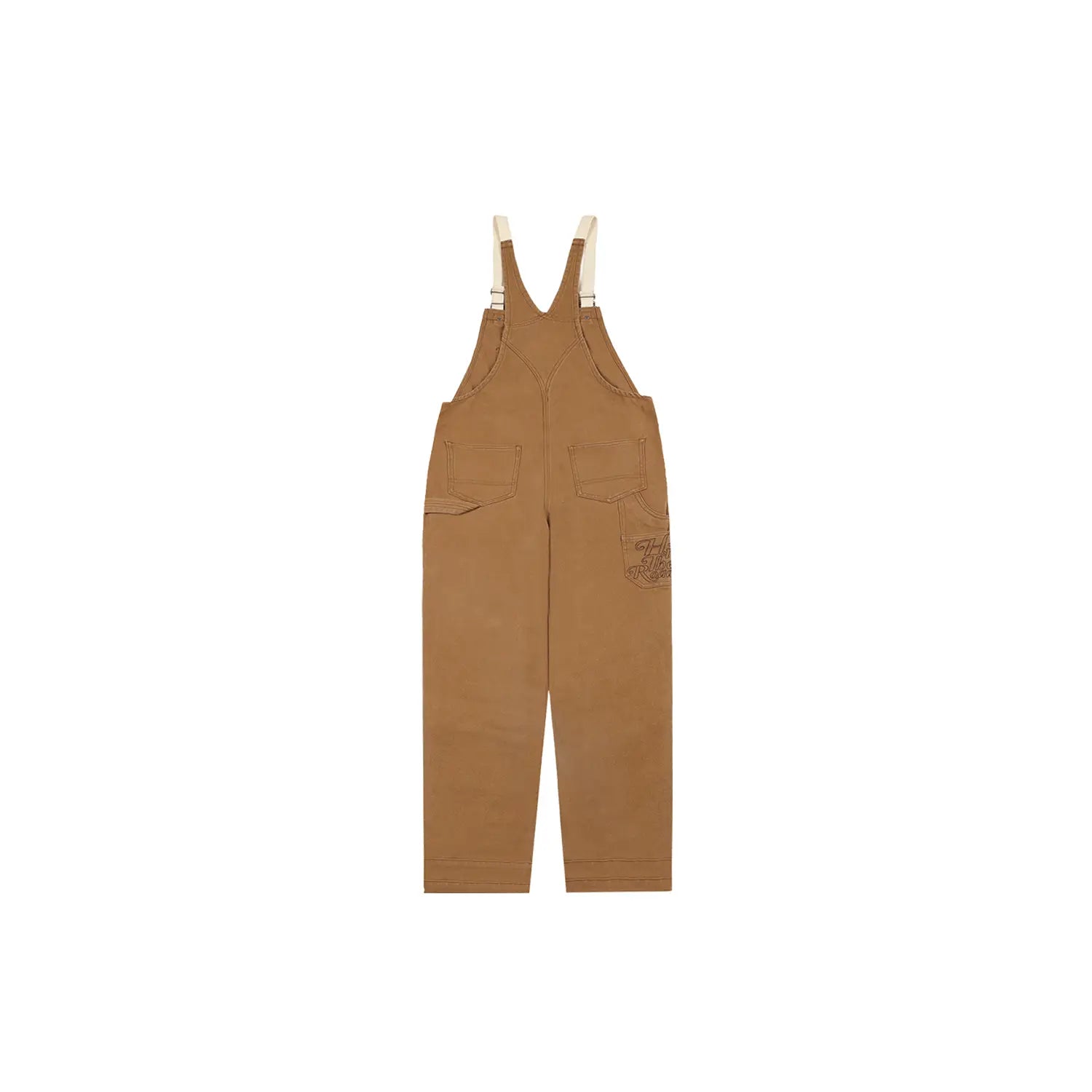 Zipper Pocket Suspender Trousers Country Trend Wild Loose High Street Wear Straight-leg Pants