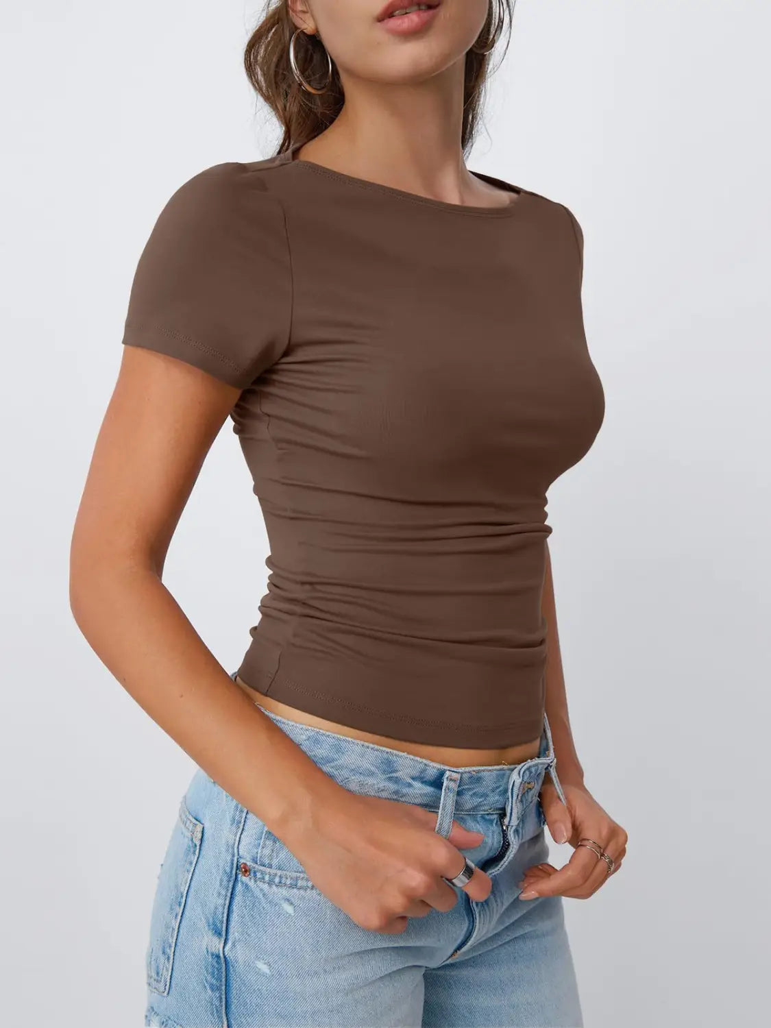 Round Neck Short Sleeve Slim Fit Hot Girl Going Out Tops