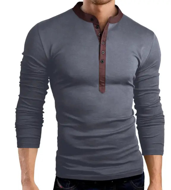 Men’s Long Sleeve V-Neck Slim T-Shirt