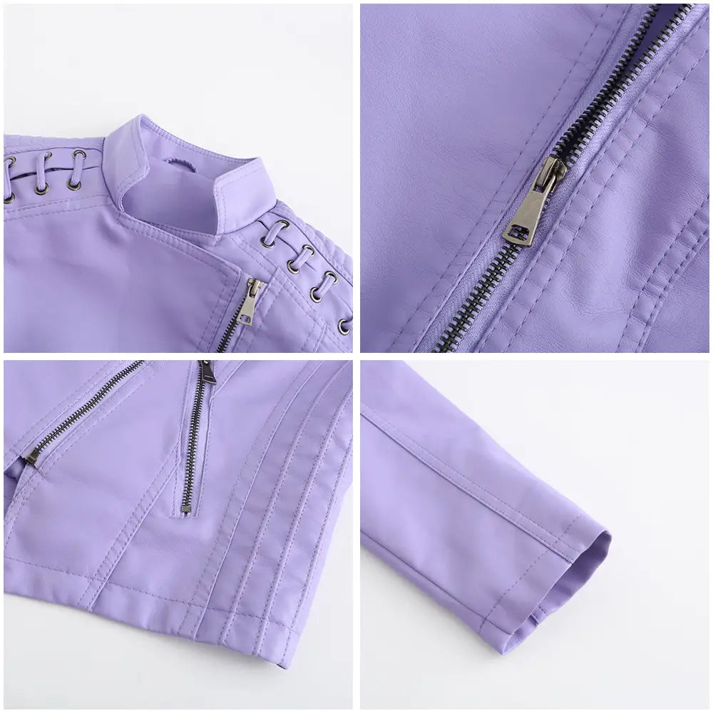 Slim Fit Thin Leather Coat Women’s Motorcycle Clothing