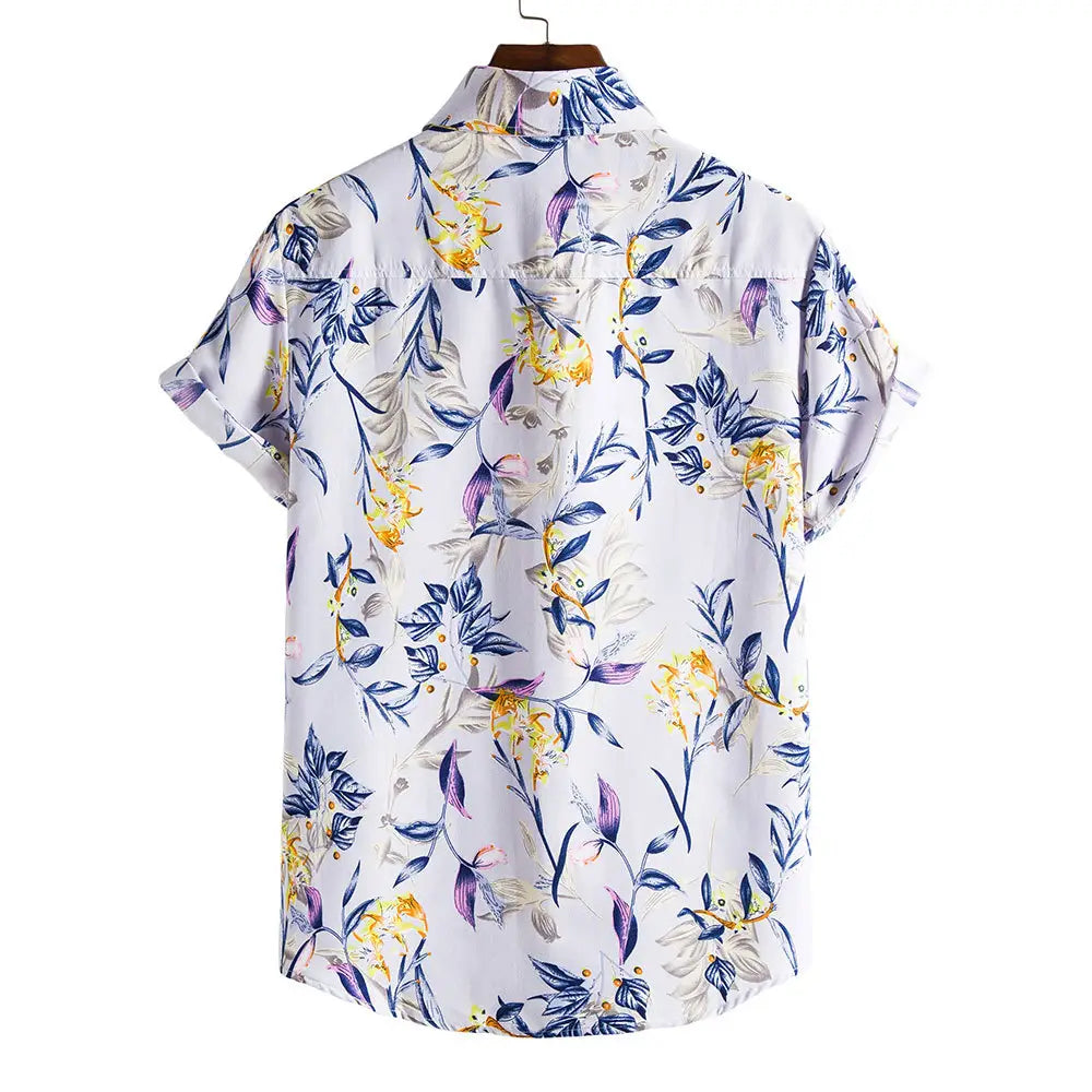 Men’s Short-sleeved Casual Holiday Floral Shirt