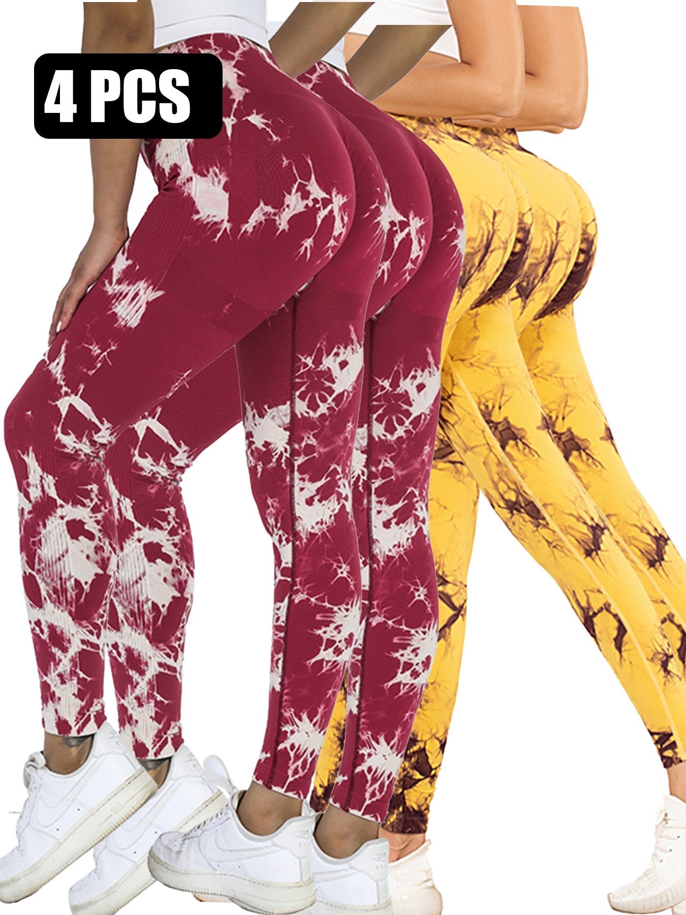 4pcs Tie-dye Yoga Pants Active Yoga Pants - 5