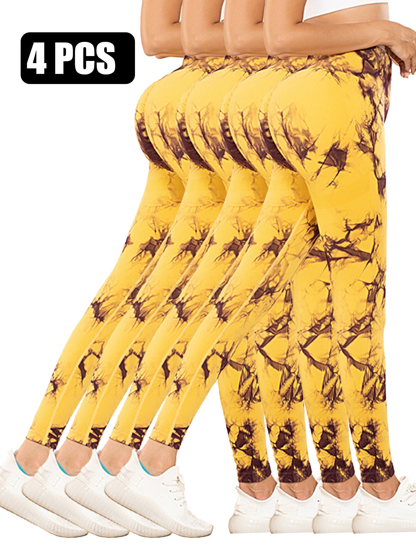 4pcs Tie-dye Yoga Pants Active Yoga Pants - 5
