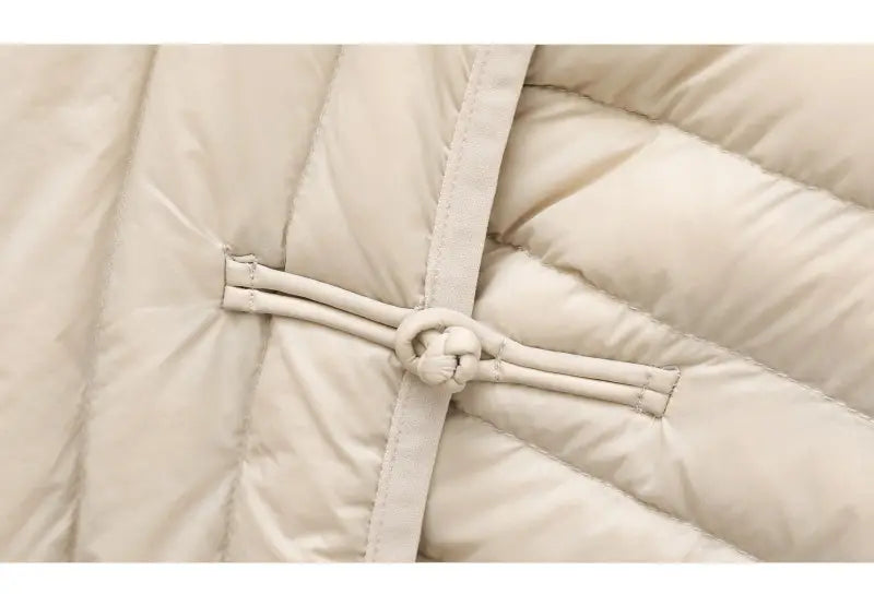 Autumn And Winter Ethnic Style Buckle White Duck Down Coat