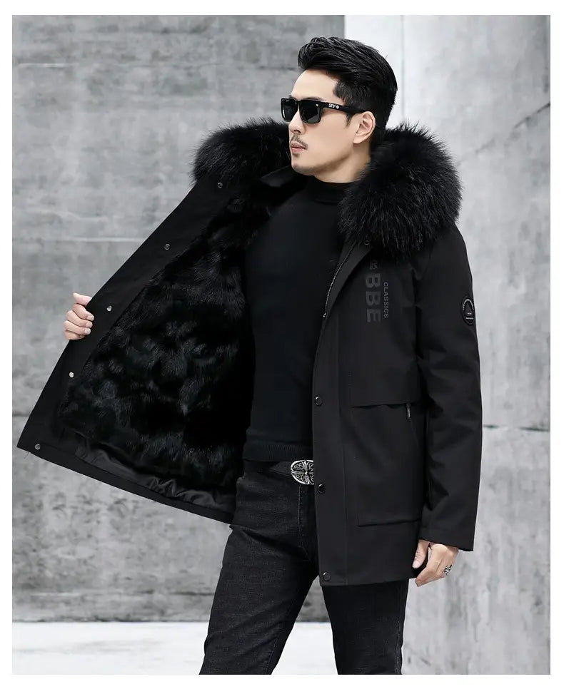 Fox Inner Pot Raccoon Hair Collar Fur Coat