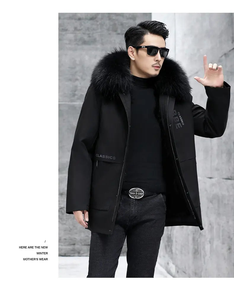 Fox Inner Pot Raccoon Hair Collar Fur Coat