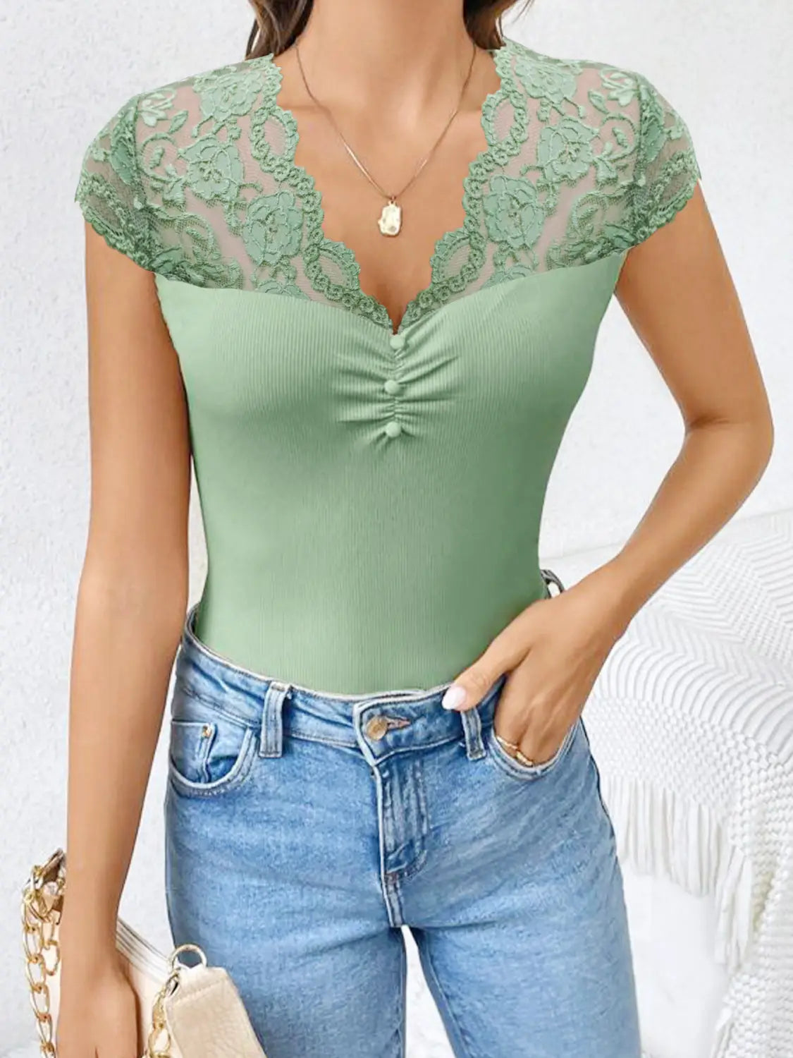 Temperament Wild Lace Lace-collared Blouse Women