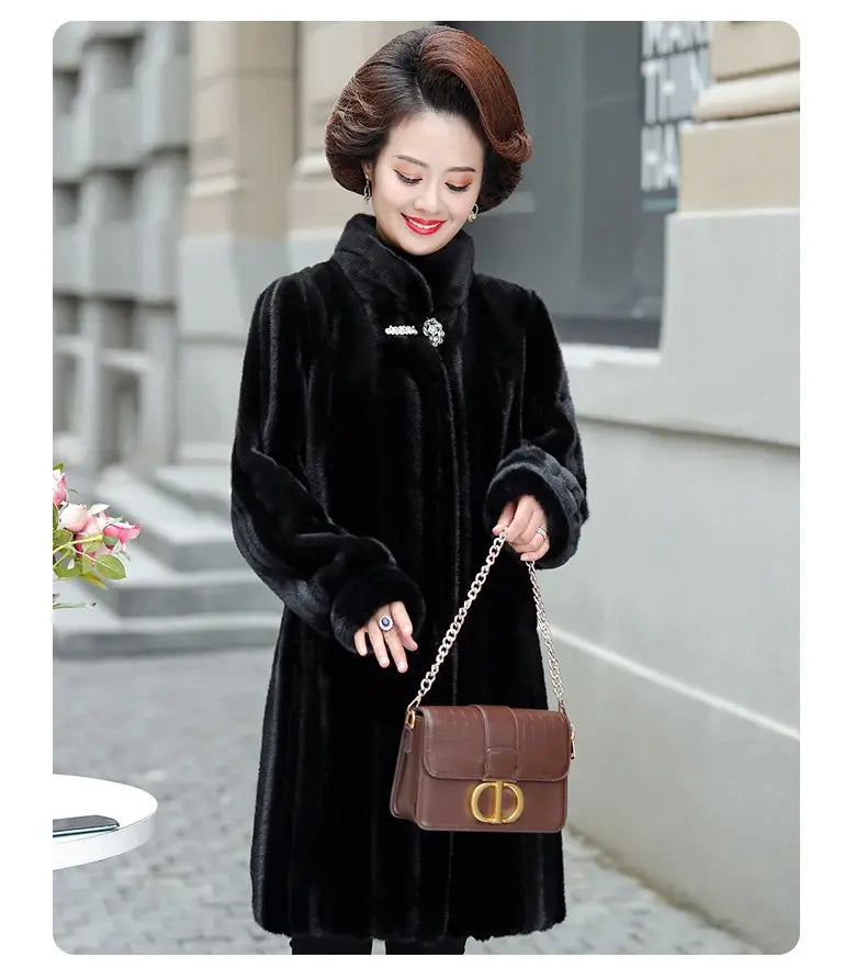 Loose Plus Size Leather Fur Coat Warm Mink Long Fashion