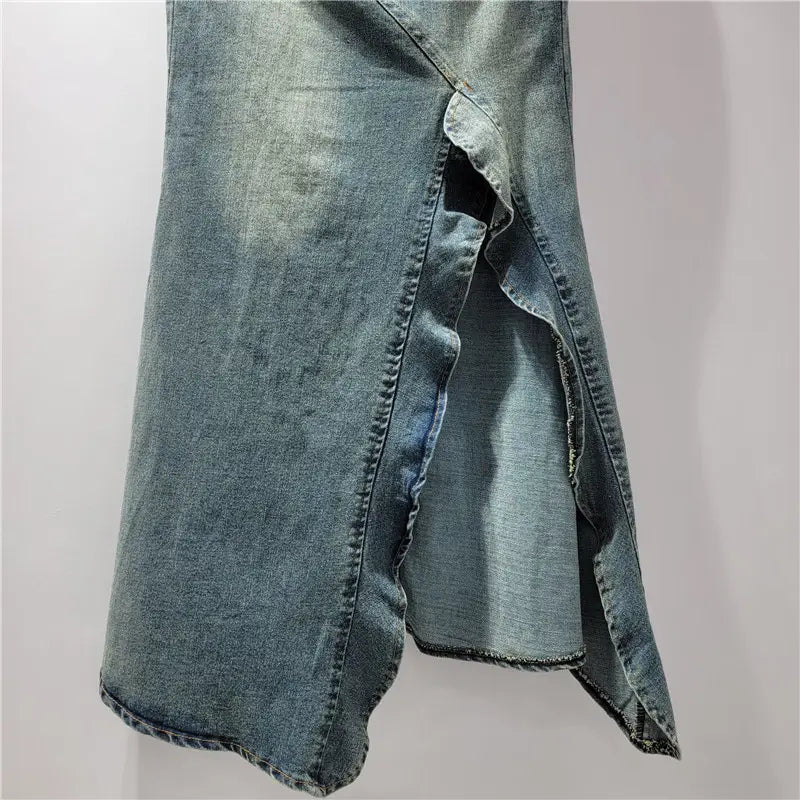 Women’s American-style Retro Irregular Denim Skirt