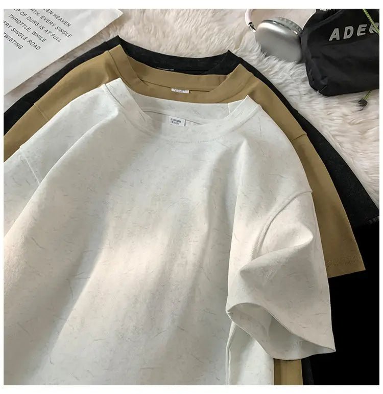 Stone Washed Ice-feeling Tencel Cotton Ice Silk Short Sleeve T-shirt