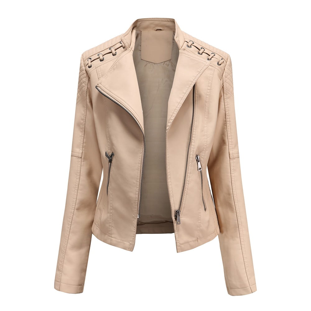Slim Fit Thin Leather Coat Women’s Motorcycle Clothing