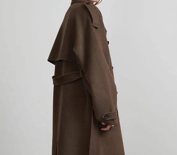 Loose Double Buckle Lapel Long Overcoat Outerwear