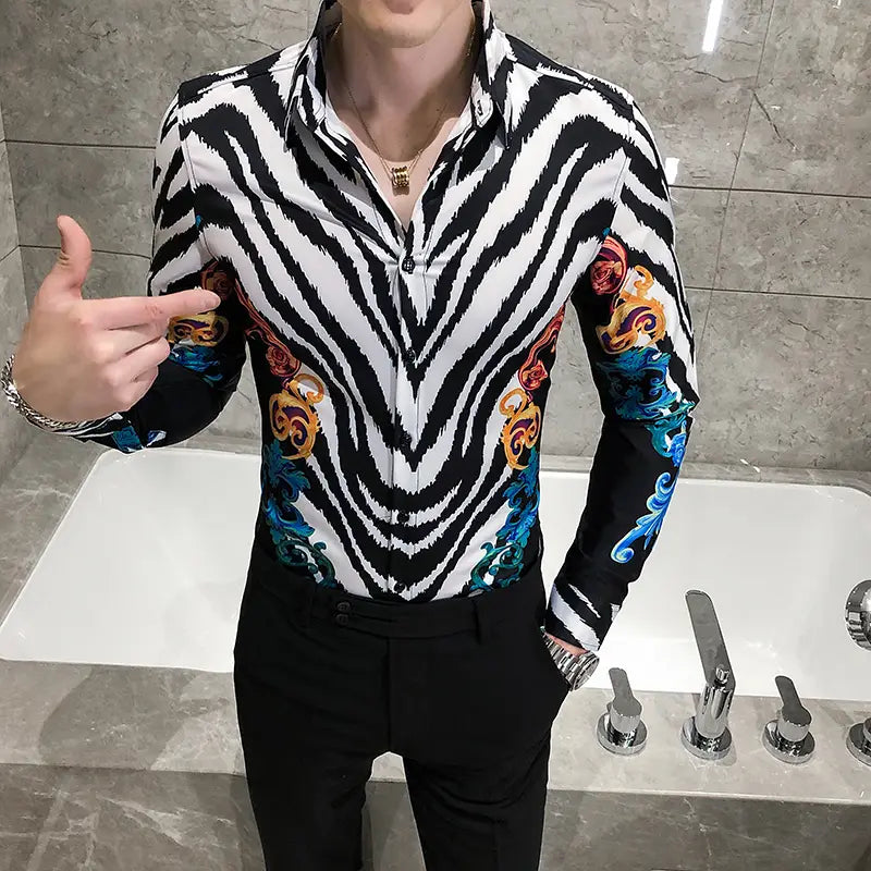 stripe print shirt