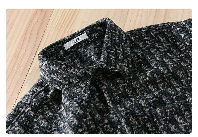 Men’s Brushed Thickened Long-sleeved Casual Loose Shirt Jacket
