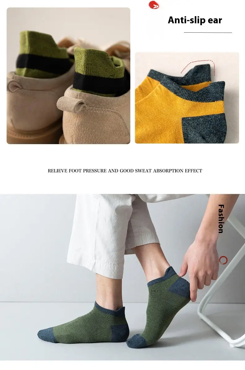 Combed Cotton Bottom Sweat-absorbing Deodorant Anti-ankle Socks Low-cut Men’s Retro Waist