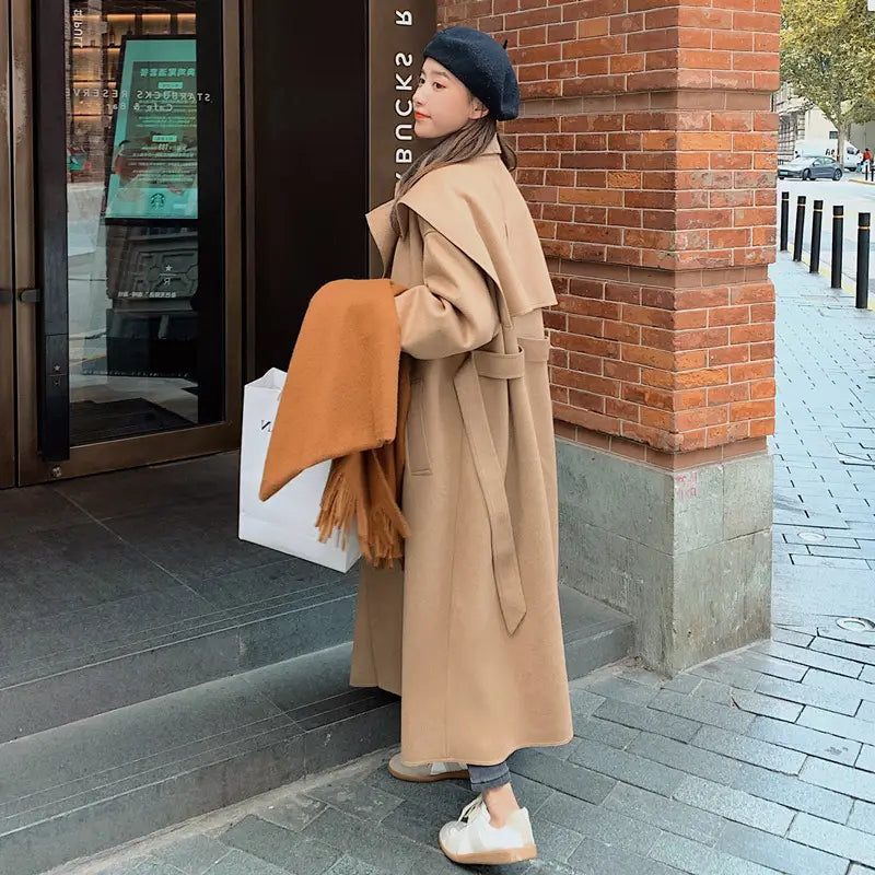 Korean Style Loose Thick Mid-length Temperament Woolen Coat