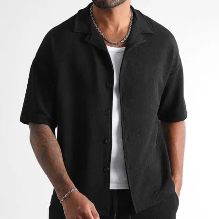 Daily Casual Short Sleeve Cardigan Shirt Men’s Suit Solid Color Summer