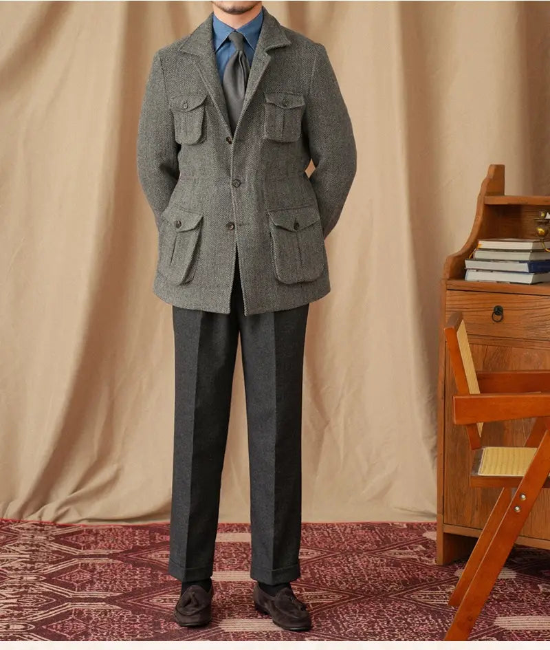 Collar Safari Jacket Jacket Commuter Business Keep Warm And Handsome Jacket Men