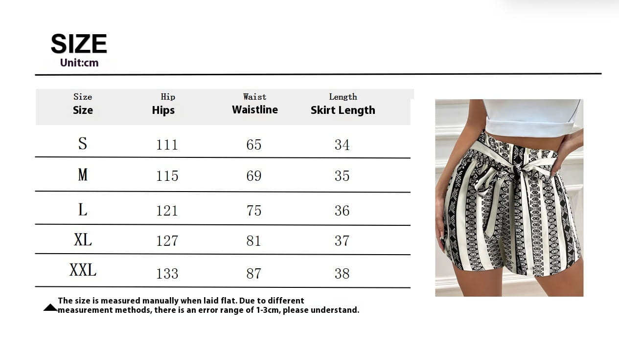 Belt Printed Casual Shorts For Commuter Women