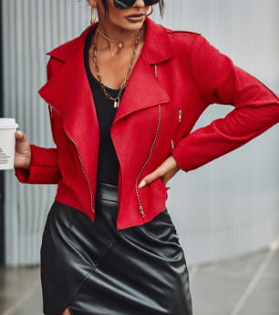 European And American Fashion Women’s Wear Suede Motorcycle Jacket