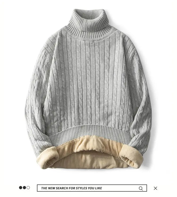 Men’s Fleece-lined Thick Neck Sweater