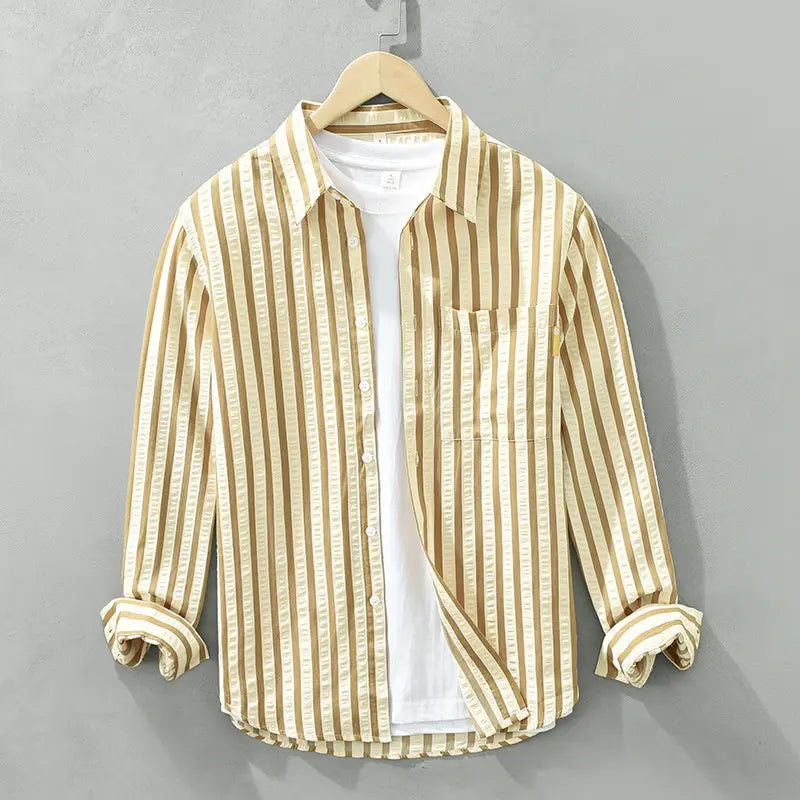 Vertical Striped Long-sleeved Shirt Loose