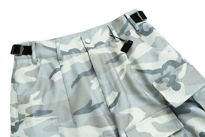 Multi-Pocket Workwear Camouflage Casual Loose Fashion Brand Wide Leg Paratrooper Pants Men