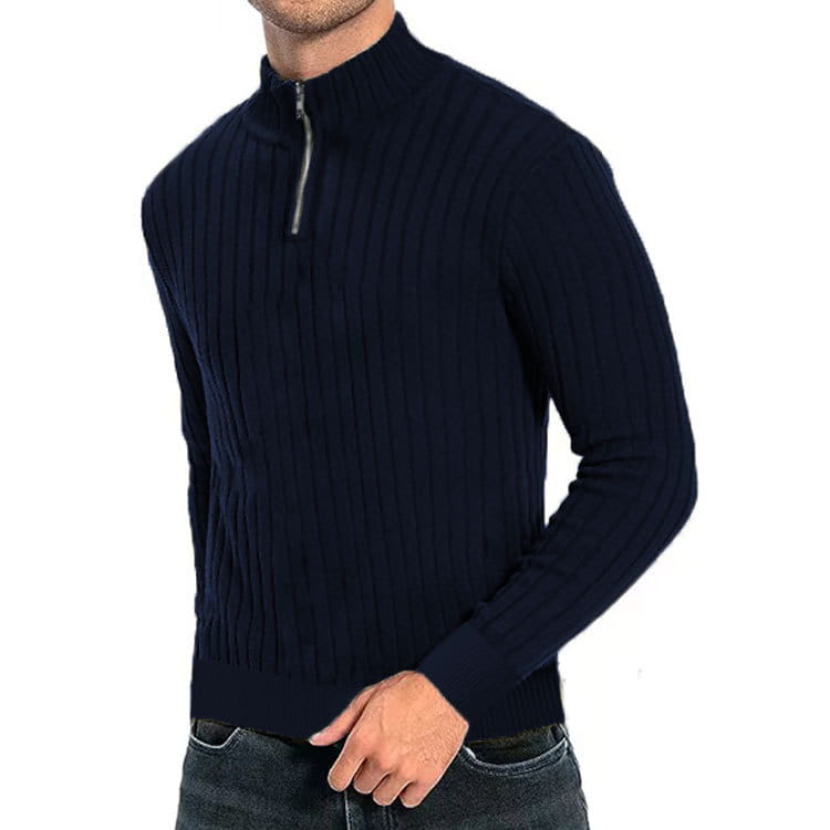 Leisure Pullover Men’s Half-high Collar Zip Sweater