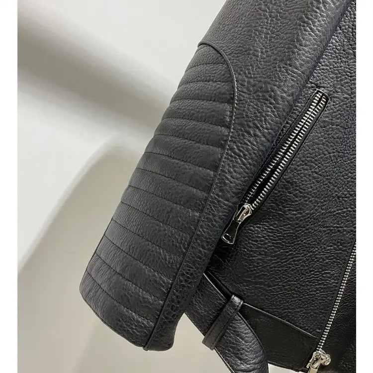 Men’s Sheep Bubble Cropped Leather Jacket