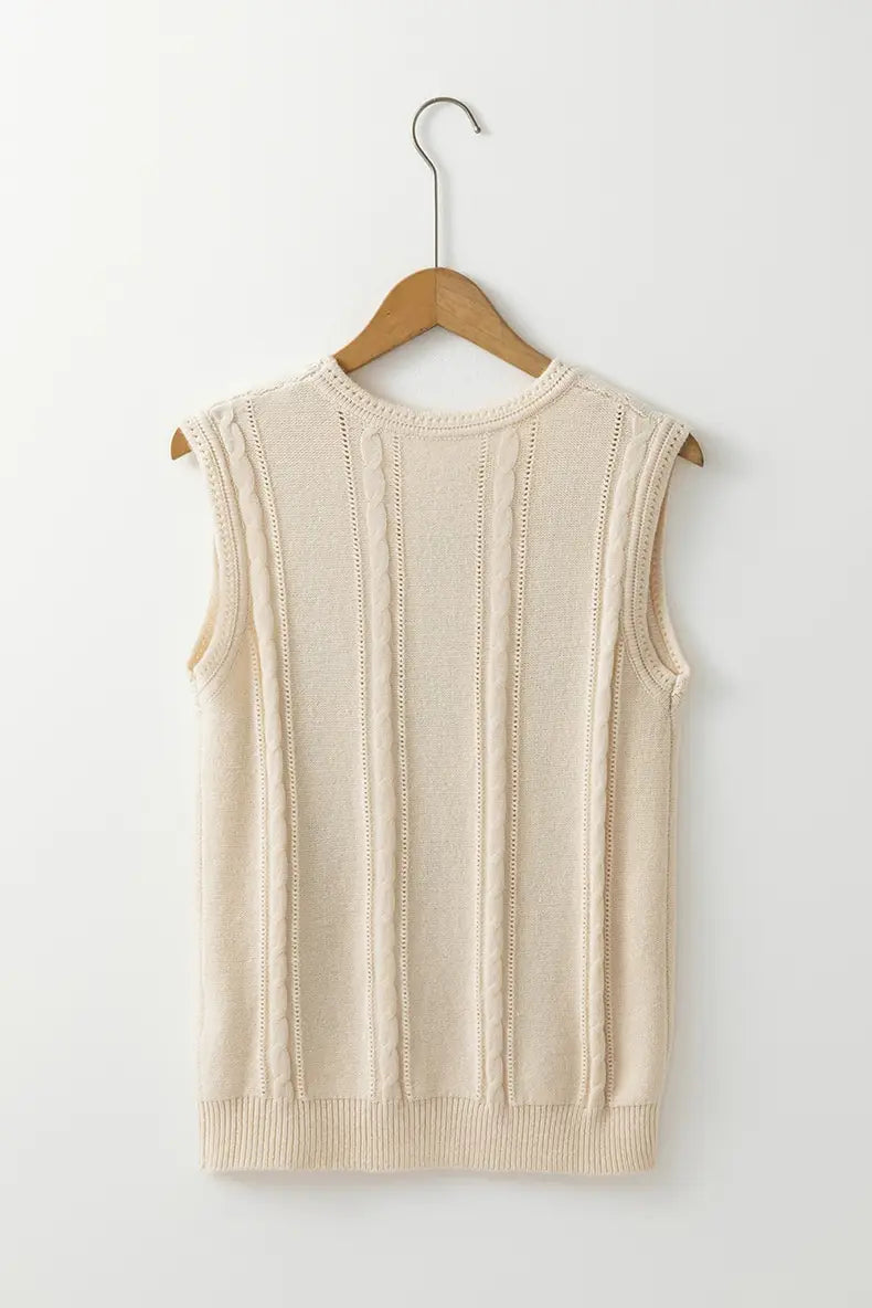 Fashion Floral Embroidered Knitted Vest For Women New Niche Retro Outerwear Sleeveless Top For Women