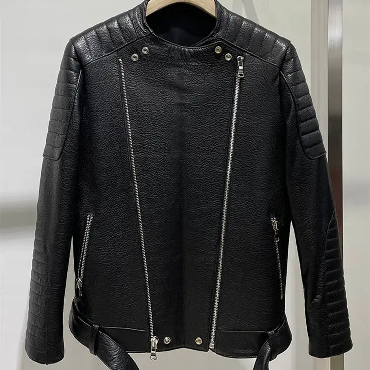 Men’s Sheep Bubble Cropped Leather Jacket