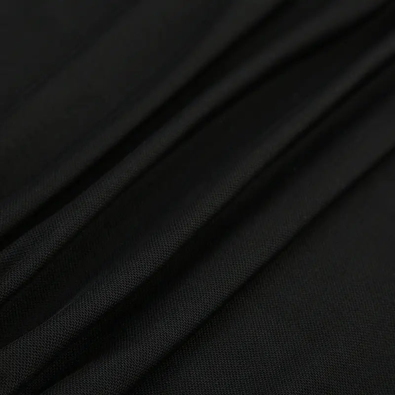 Deep V Design Small Pleated Pure Color Mesh Stitching Short Sleeve