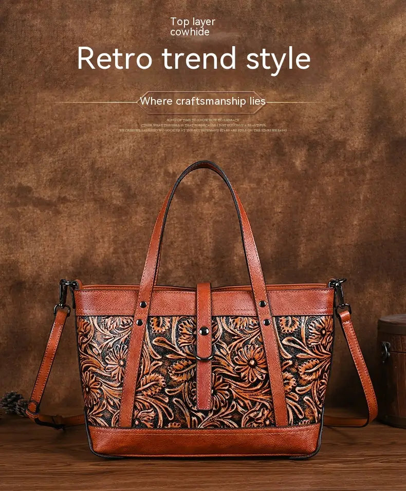 Retro Luxe First Layer Cowhide Bag High-End Fashion Online
