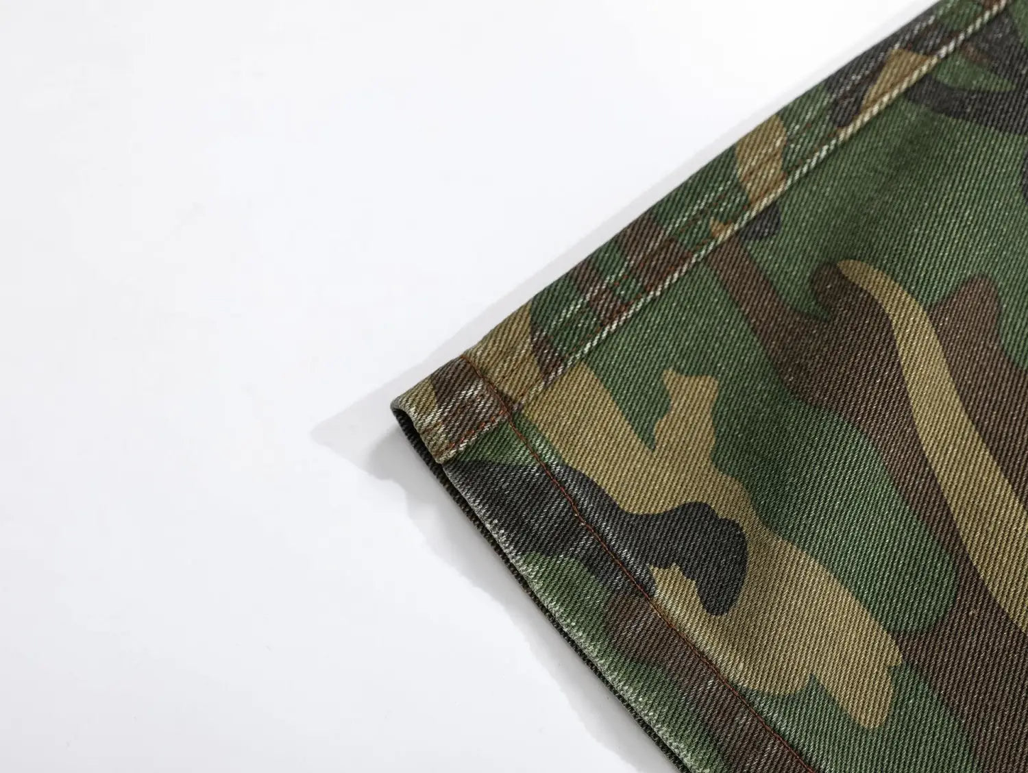 Retro Tattered Jeans Personalized Camouflage Workwear Casual Pants