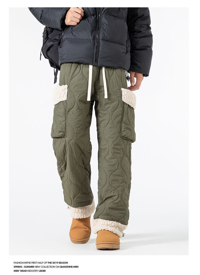 Men’s Quilted Casual Pants Thickened Cold Protection Ski Pants