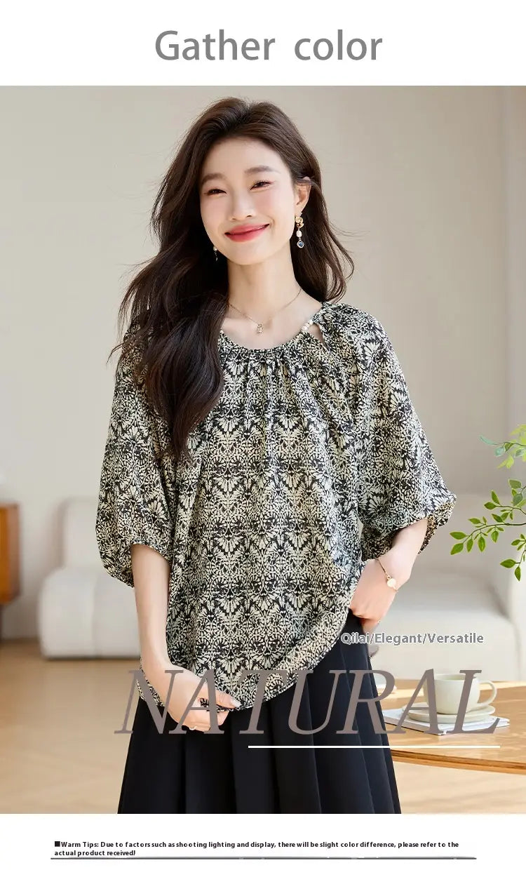 Women’s Loose Slimming 34 Sleeves Shirt
