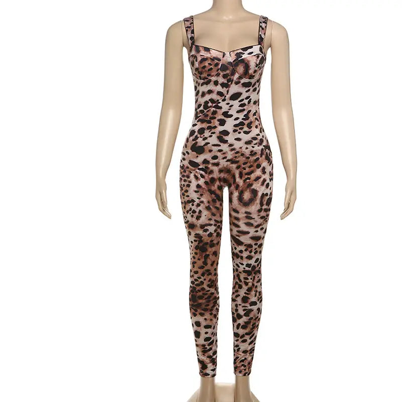 Sexy Backless Print High Waist Tight Hip-lifting Jumpsuit