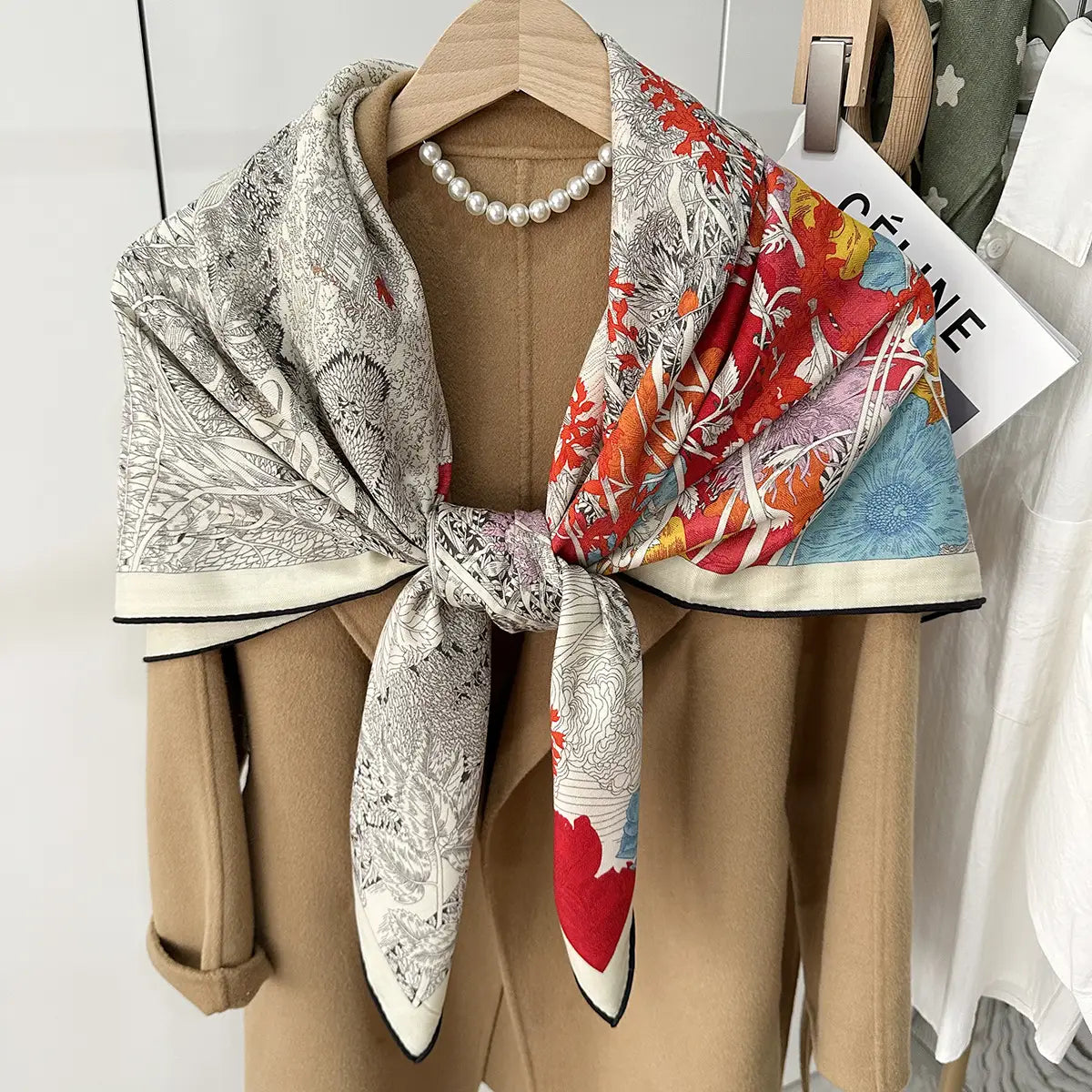 Return To Nature Duplex Printing Silk Wool Scarf