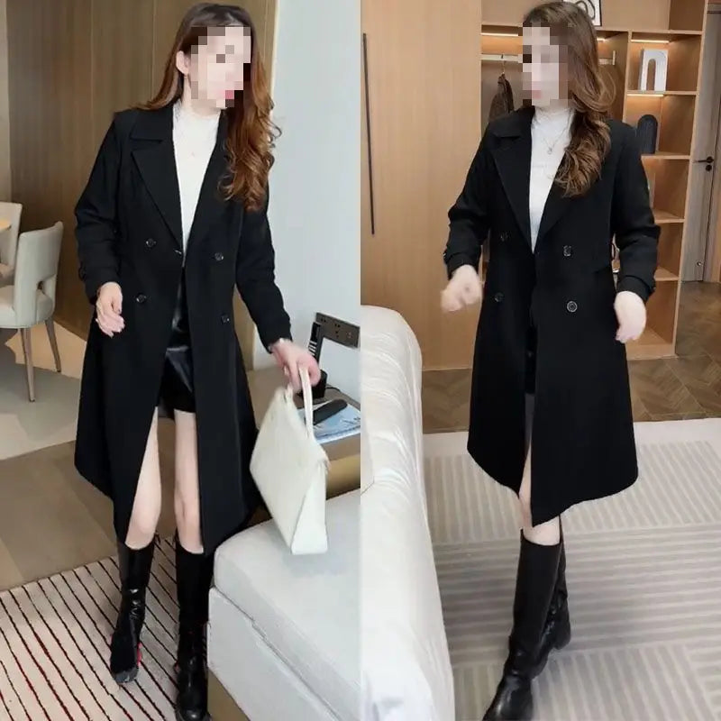 High-grade Fleece Thick Trench Coat Coat Western Style Slimming